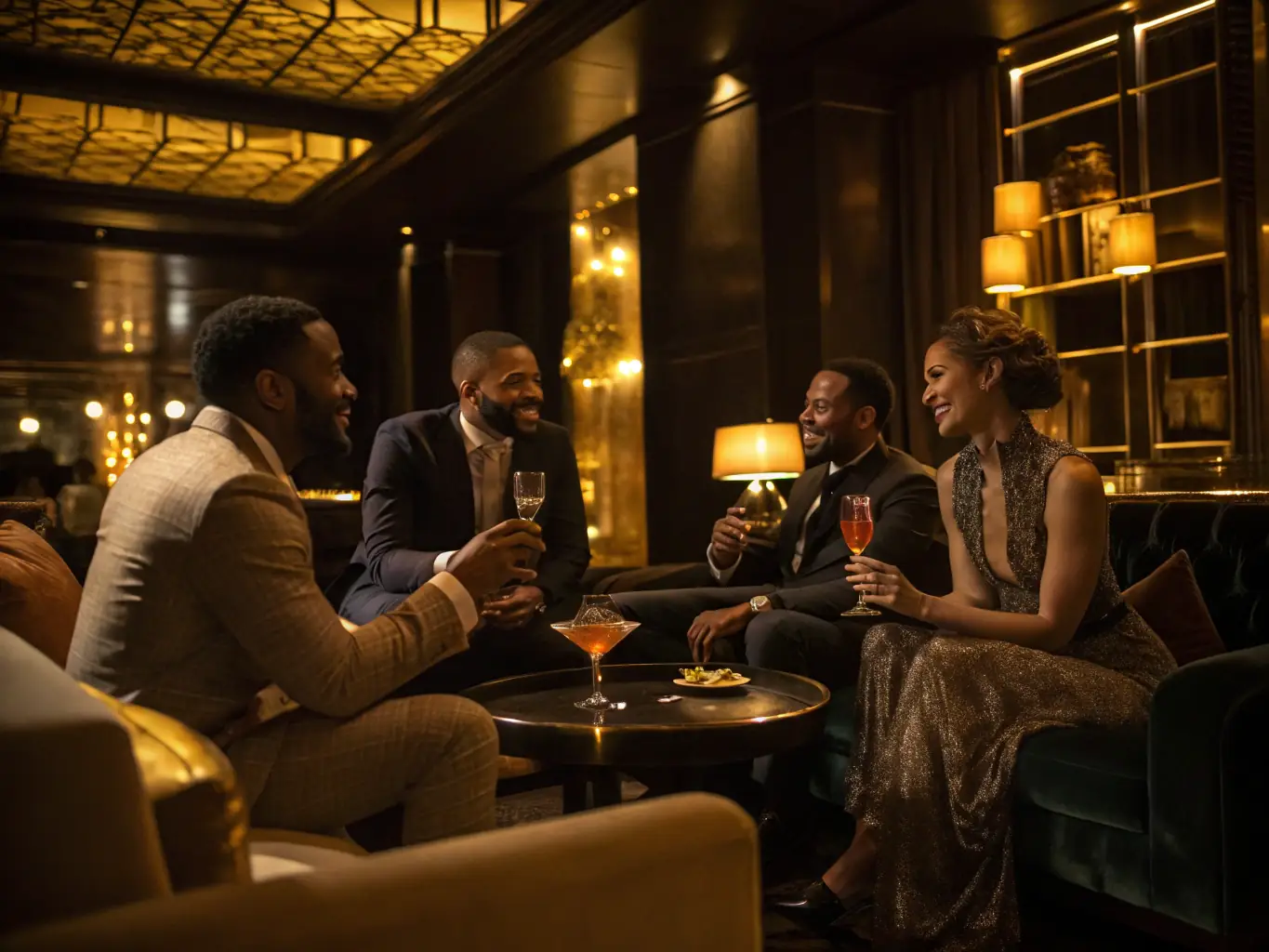 An elegant image of a private club lounge with high-end decor and VIP members enjoying exclusive events, showcasing the exclusivity and luxury of the club.